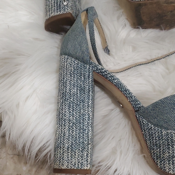 Sam Edelman Kori  Blue Denim  Platform Heel with Peep-Toe  Size 7.5 - Picture 6 of 16